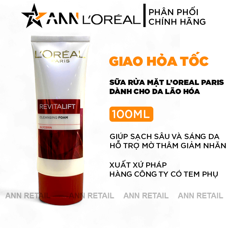 Sữa Rửa Mặt L'oreal Paris Chống Lão Hoá Revitalift Cleansing Foam 100ml