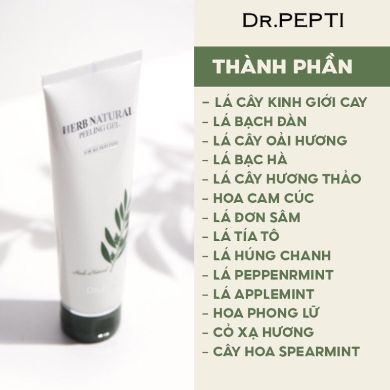 Tẩy Da Chết Dr.Pepti Herb Natural Peeling Gel Giúp Da Sáng Mịn Màng 130ml