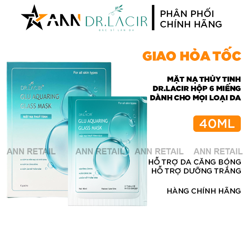 Mặt Nạ Thủy Tinh Dr Lacir Glu Aquaring Glass Mask Hộp 6 Miếng