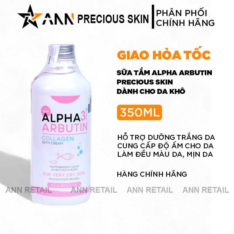 Sữa Tắm Trắng Da Alpha Arbutin 3Plus+ Precious Skin Collagen Bath Cream 350ml