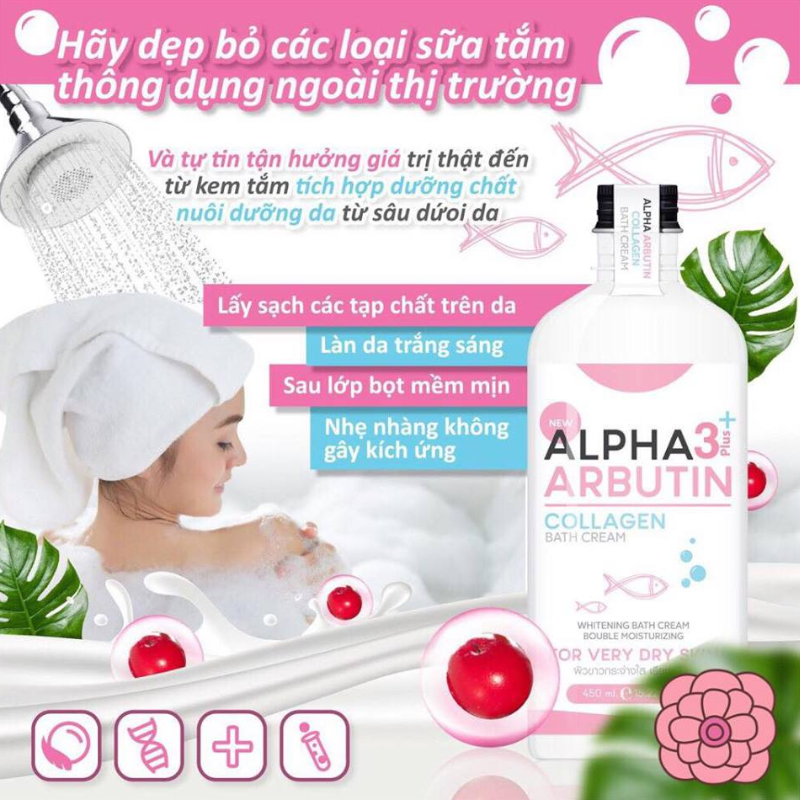 Sữa Tắm Trắng Da Alpha Arbutin 3Plus+ Precious Skin Collagen Bath Cream 350ml