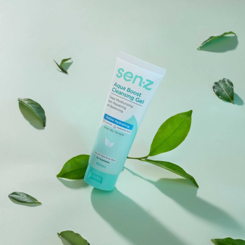 Sữa Rửa Mặt Senz Aqua Boost Cleansing Gel Chiết Xuất Trà Xanh 150ml - Sữa Rửa Mặt Cho Da Khô