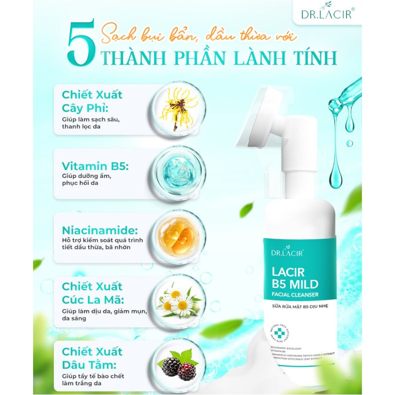 Sữa Rửa Mặt Dr Lacir B5 Dịu Nhẹ Cho Da Nhạy Cảm 150ml