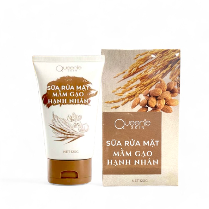 Sữa Rửa Mặt Mầm Gạo Hạnh Nhân Queenie Skin 120g Phiên Bản Mới