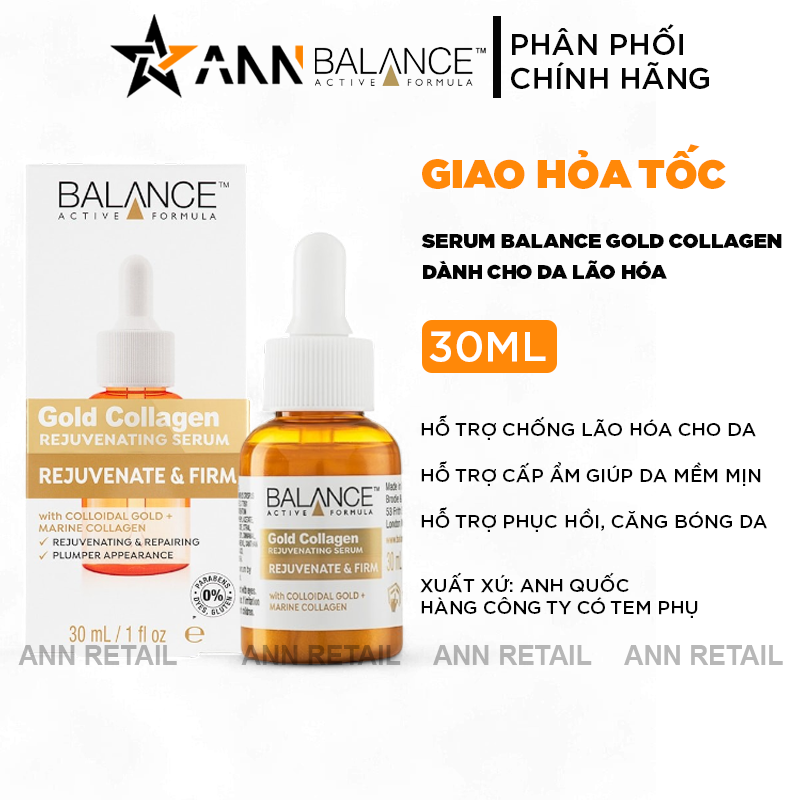 Serum Balance Active Formula Gold Collagen Rejuvenate & Firm 30ml Giúp Chống Lão Hóa Da