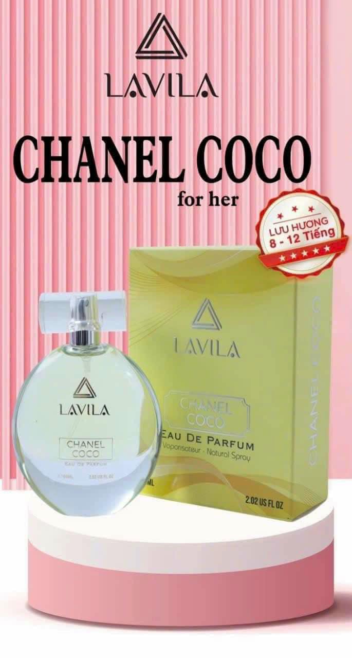 Thông tin sản phẩm:- Thương hiệu: Lavila- Mùi hương: Chanel Coco- Độ lưu hương: 8 - 12h- Độ tỏa hương: Trong bán kính 2m- Độ tuổi khuyên dùng: 25 tuổi trở lên- Giới tính: Nữ