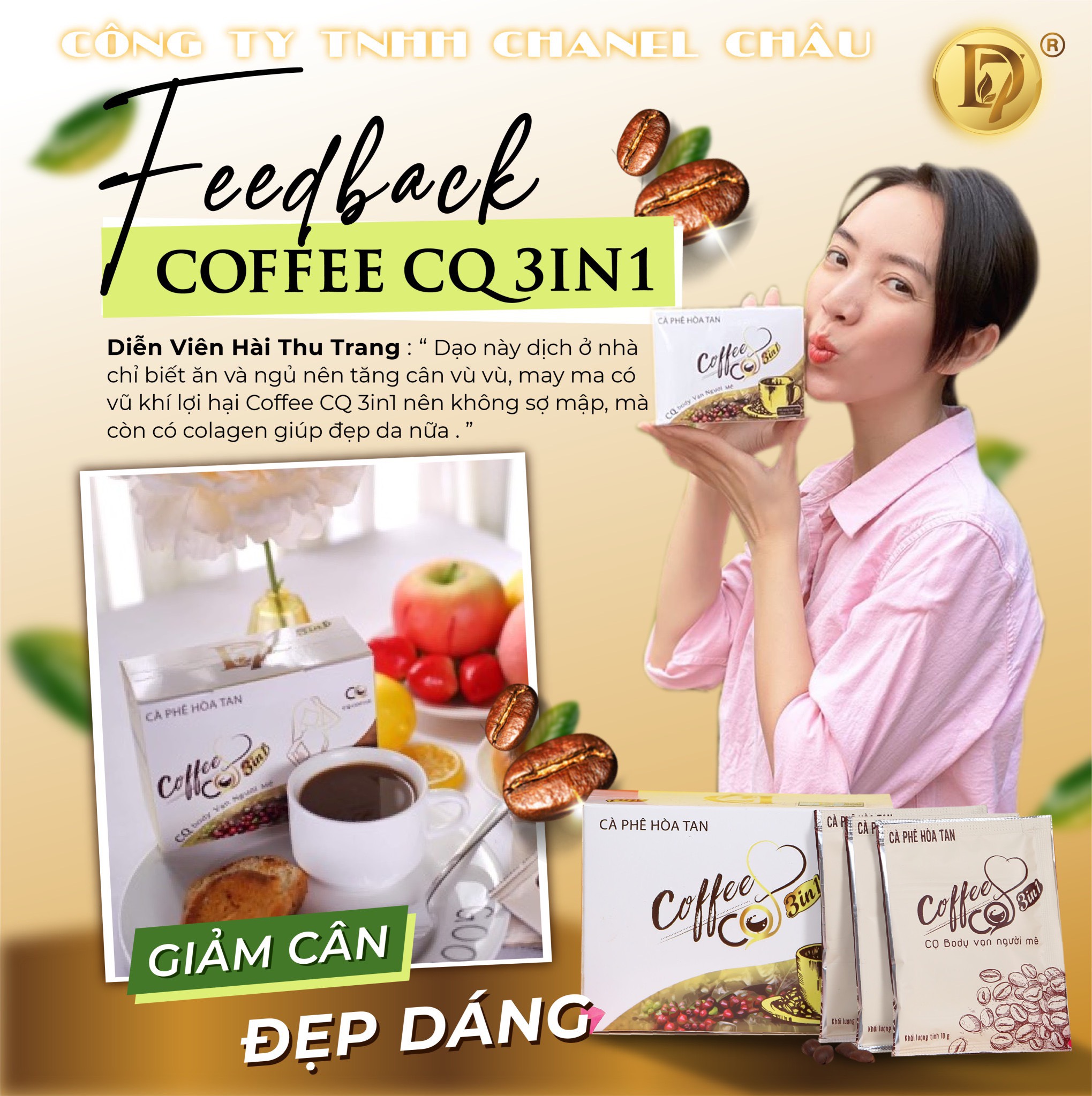 Cafe Hòa Tan Hỗ Trợ Giảm Cân Cq 3In1 Chanel Châu