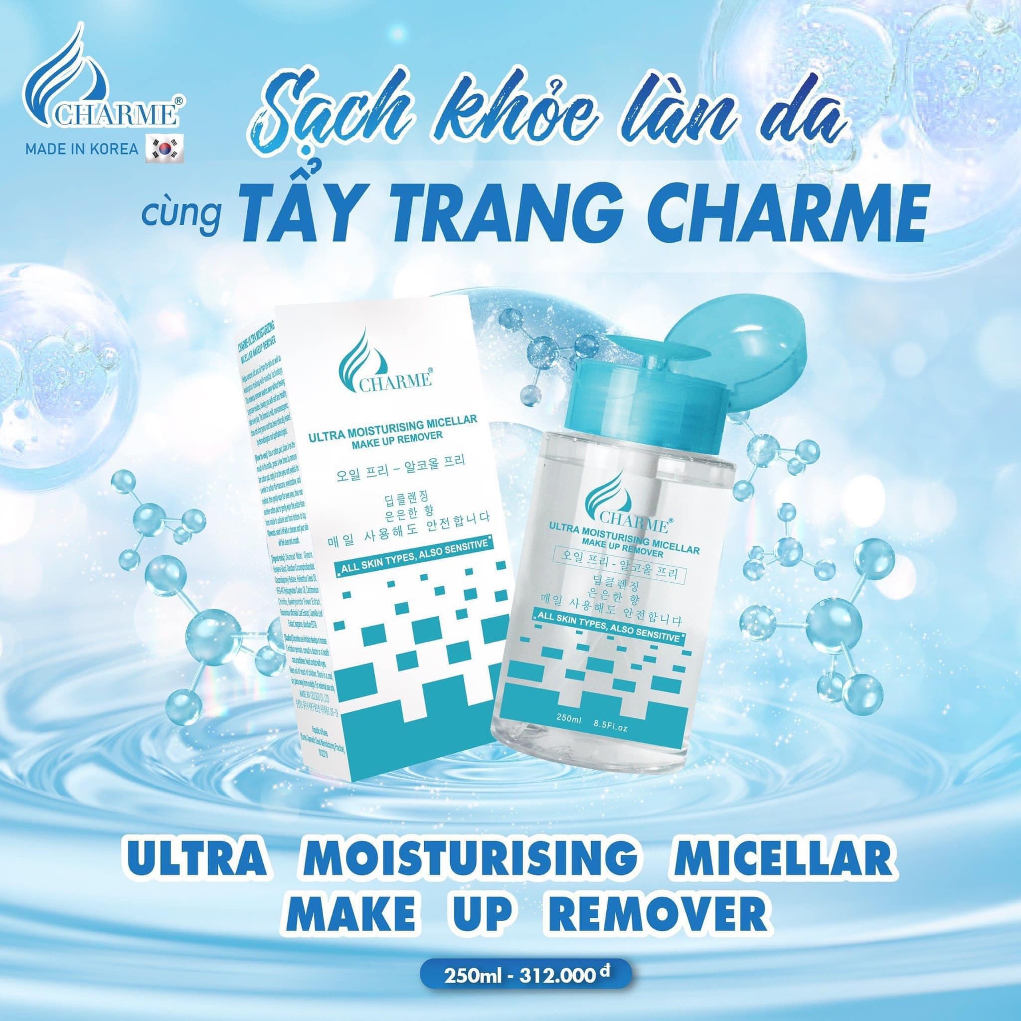 Nước Tẩy Trang Charme Ultra Moisturising Micellar Make Up Remover 250ml