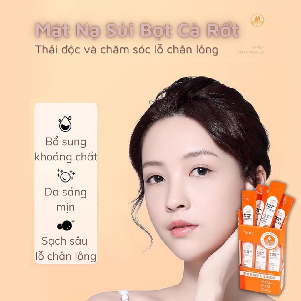 Hộp 12 Mặt Nạ Cà Rốt Sủi Bọt YanFu