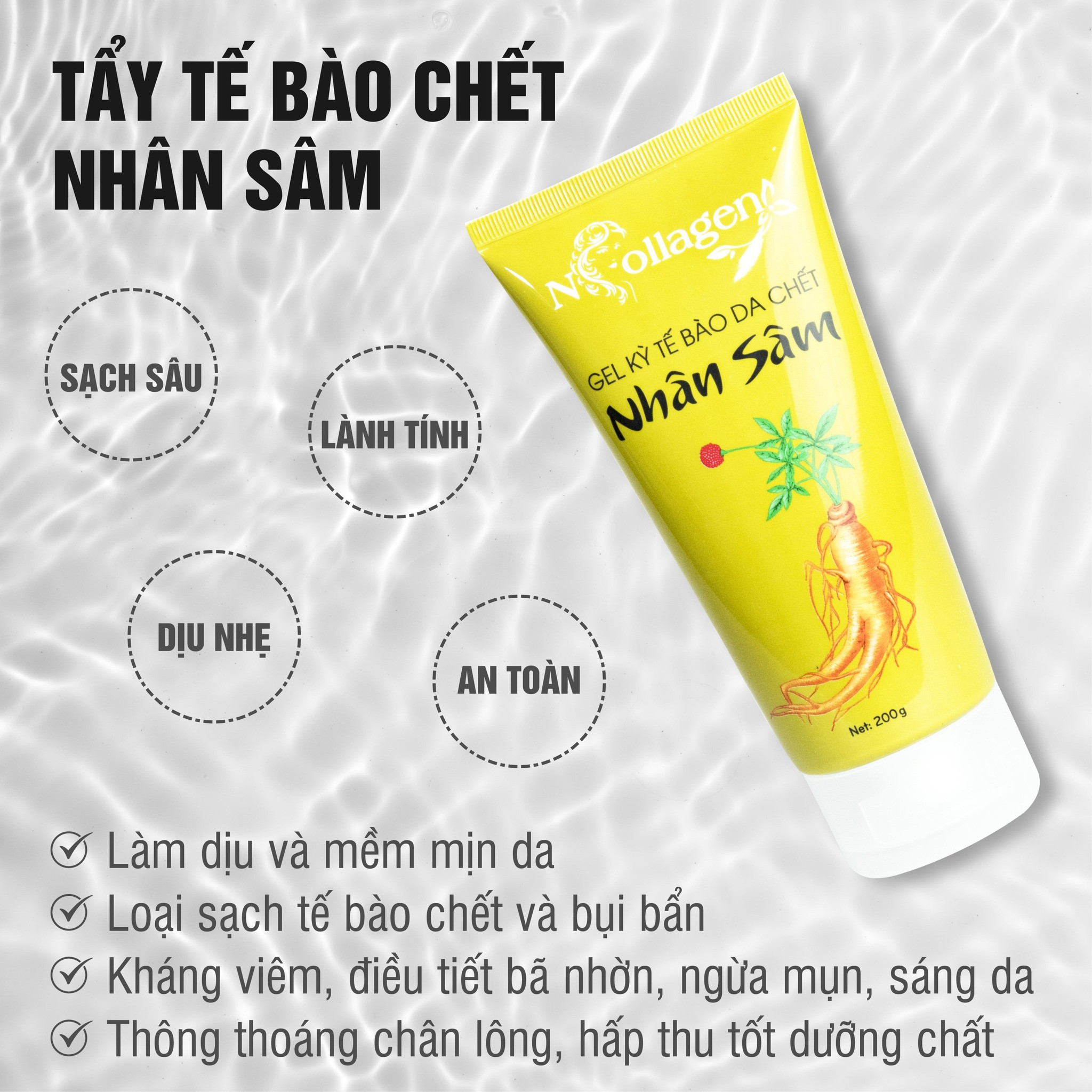 Tẩy Tế Bào Chết Nhân Sâm N Collagen Sử Dụng Cho Mặt Và Body chính hãng