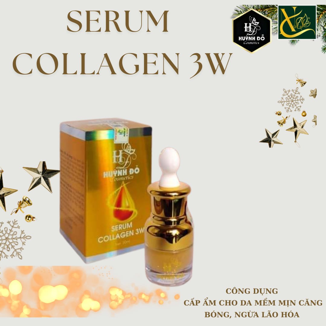 Serum Giảm Nám Collagen 3W Huỳnh Đỗ cho vẻ đẹp thuần khiếtSở hữu ngay 1 làn da Trắng xinh - Mịn màng - Đều màu - Căng bóng chỉ với 3 bước siêu đơn giảnB1: Rửa mặt thật sạch cùng nước ấmB2: Thoa tinh chất 𝐒𝐄𝐑𝐔𝐌 𝐂𝐎𝐋𝐋𝐀𝐆𝐄𝐍 𝟑𝐖 vừa đủ lên daB3: Massage nhẹ nhàng theo vòng tròn, để tinh chất thẩm thấu sâu trong da