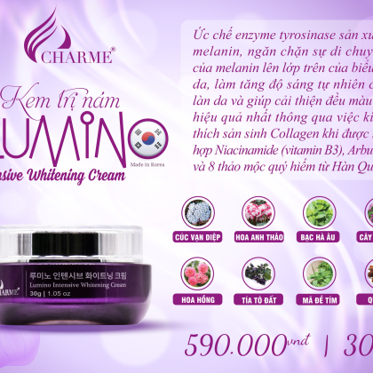 Kem Nám Hàn Quốc Charme Lumino Intensive Whitening Cream điều trị hiệu quả cho tất cả các dạng nám tàn nhang và đốm nâu