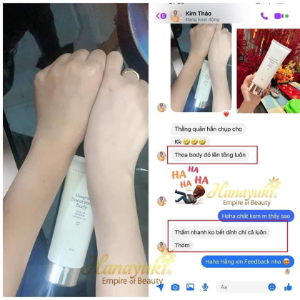 Kem Chống Nắng Nâng Tông Cho Body Hanayuki Sunscreen Body Tone Up Skincare chính hãng