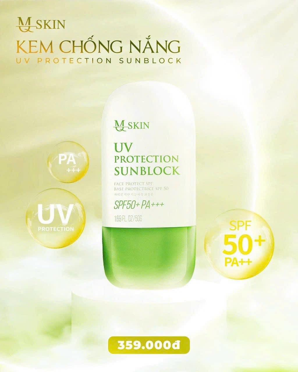  “Chiếc kem ngăn nắng chất lừ với phiên bản mới 50ml” Đang là best seller của nhà MQ SKIN, được hàng ngàn tín đồ sắc đẹp săn đón nhất trong mùa hè này. Chỉ số SPF50+++ PA+++ cực chuẩn, “bật”nắng, bảo vệ da hiệu quả đến 98% liên tục trong 8 giờ. 