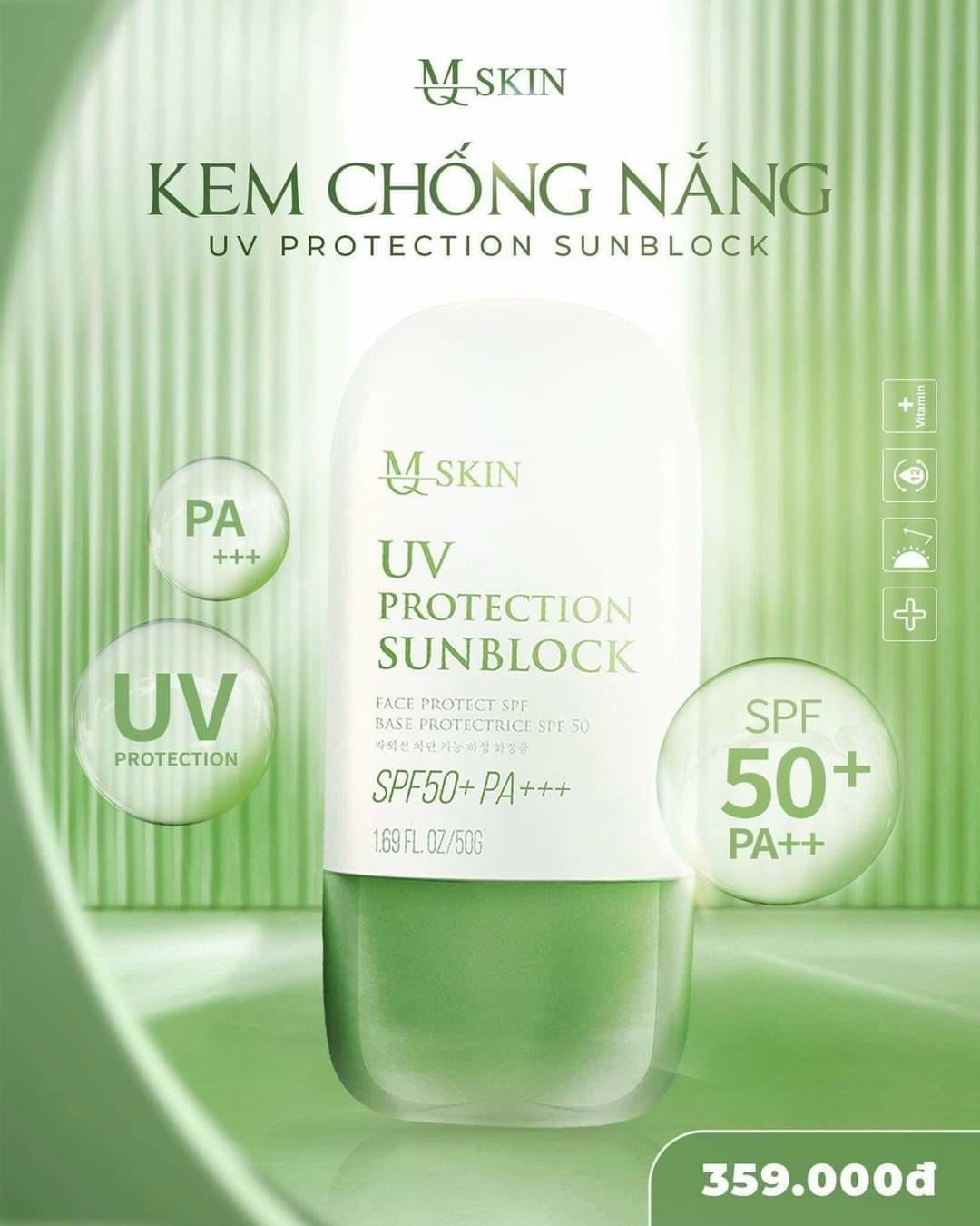 Kem Chống Nắng MQ Skin Phiên Bản Mới Mùa này chăm da cứ phải ưu tiên chống nắng hàng đầu nhé các nàng yêu