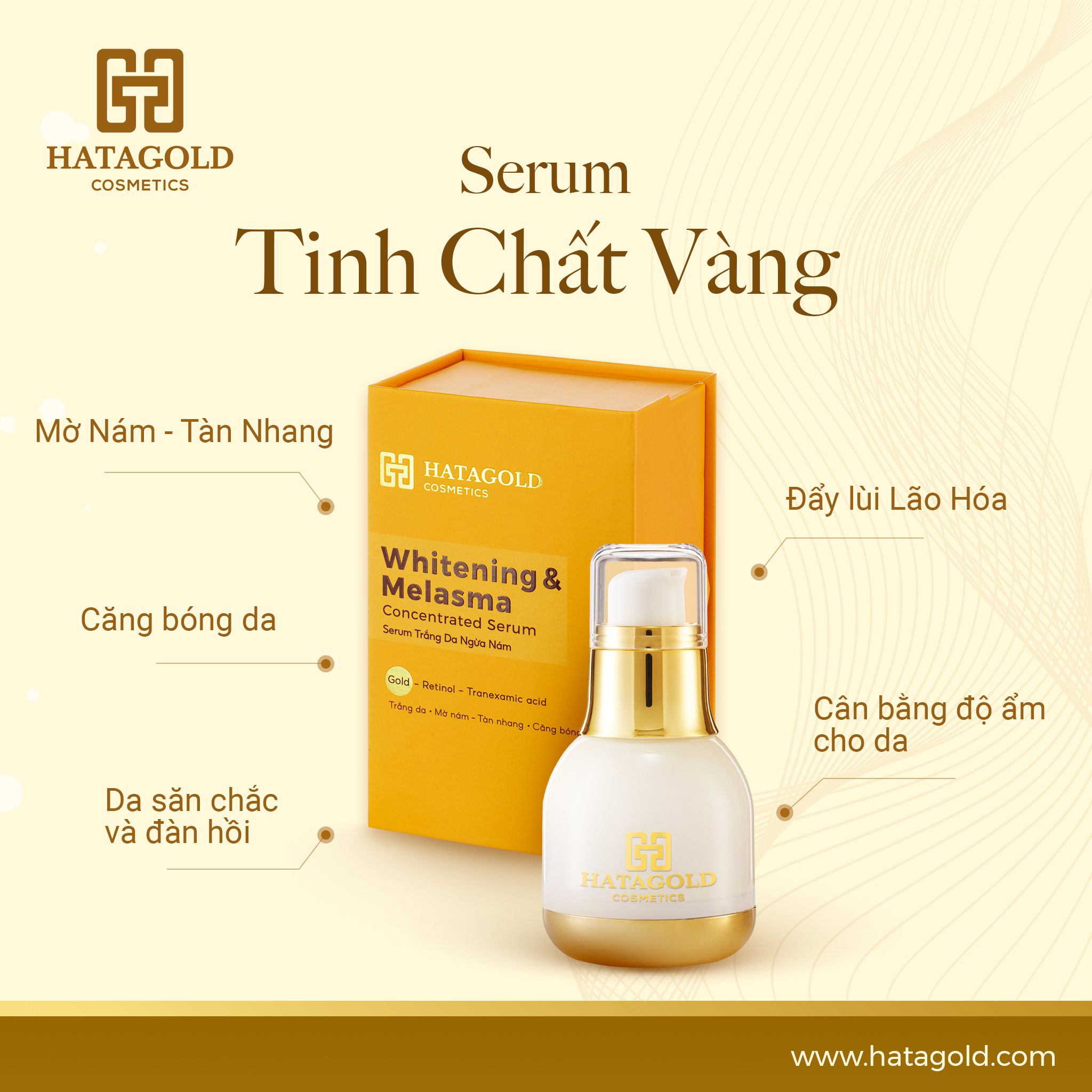 Serum tinh chất vàng HaTaGold Tăng cường dưỡng ẩm cho da căng mịn và tươi trẻ