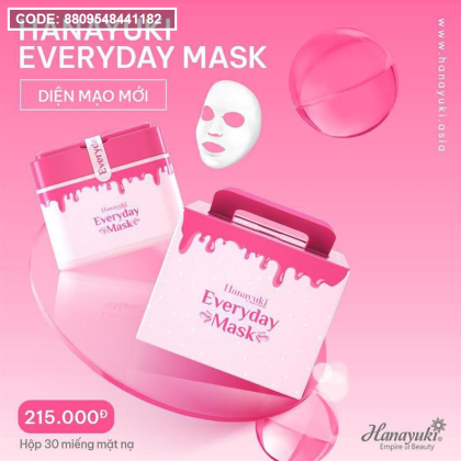 MẶT NẠ HÀN QUỐC DƯỠNG DA HẰNG NGÀY HANAYUKI EVERYDAY MASKMade in KoreaKhối lượng tịnh: 1 hộp 30 miếng, tổng có 360g dung dịch nước.