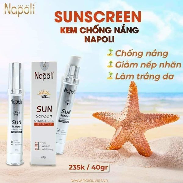 Kem chống nắng Napoli - Hải Âu Việt chống nắng bảo vệ da với chỉ số spf 40 pa++++