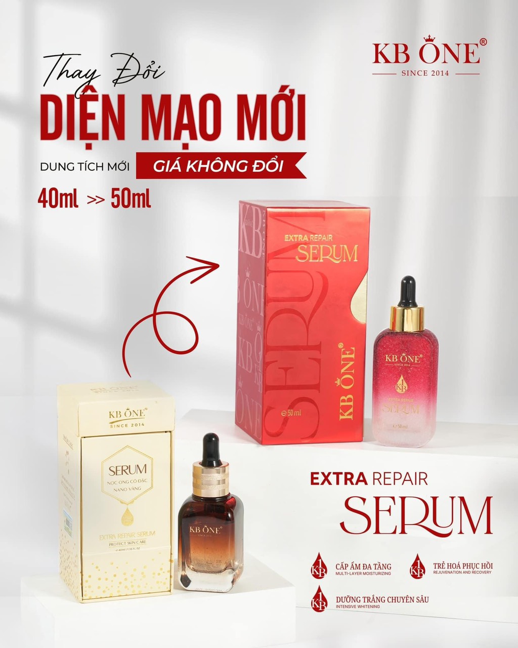 Sau bao ngày chờ đợi, Serum KBONE cuối cùng cũng sắp trình làng cho các chị đẹp. KBONE đã không ngừng nỗ lực nghiên cứu và sáng tạo để mang đến cho các chị em những sản phẩm chất lượng vượt trội và trải nghiệm làm đẹp hoàn hảo. Hãy cùng chờ đón siêu phẩm tuyệt vời này nhé!