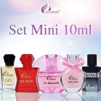  Charme xin ra mắt trọn bộ set nước hoa mini 5 mùi nước hoa, là sự lựa chọn thích hợp nhất để được trải nghiệm những hương thơm đẳng cấp với giá vừa phải.
