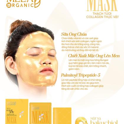 Mặt Nạ Thạch Collagen Meea Organic Màu Vàng Royal Jelly Mask Hộp 5 Miếng chính hãng