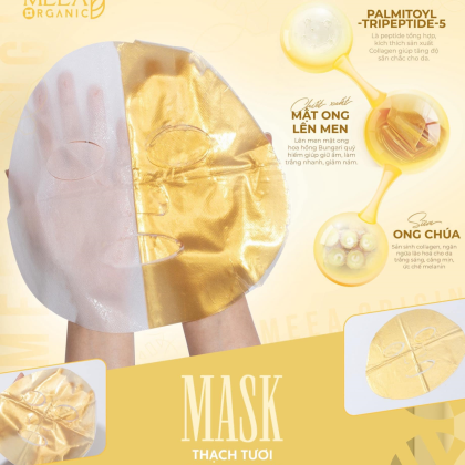 Mặt Nạ Thạch Collagen Meea Organic Màu Vàng Royal Jelly Mask Hộp 5 Miếng chính hãng