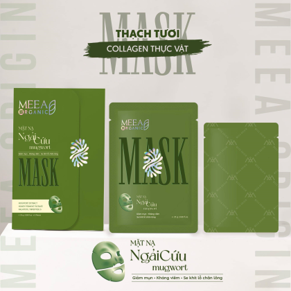 Mặt Nạ Thạch Collagen Meea Organic Màu Xanh Ngãi Cứu Mugwort Mask Hộp 5 Miếng chính hãng