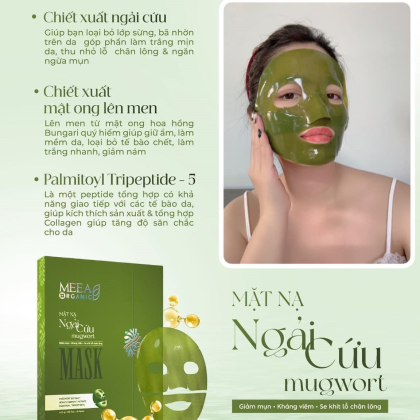 Mặt Nạ Thạch Collagen Meea Organic Màu Xanh Ngãi Cứu Mugwort Mask Hộp 5 Miếng chính hãng