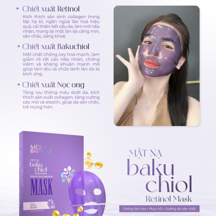 Mặt Nạ Thạch Collagen Meea Organic Màu Tím Bakuchiol Retinol Mask Hộp 5 Miếng chính hãng