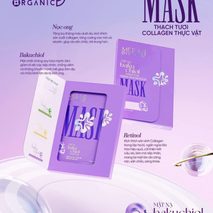 Mặt Nạ Thạch Collagen Meea Organic Màu Tím Bakuchiol Retinol Mask Hộp 5 Miếng chính hãng