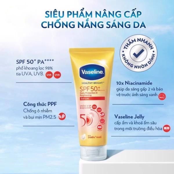 Sữa Dưỡng Thể Vaseline Healthy Bright Spf 50+ Daily chống nắng sáng da