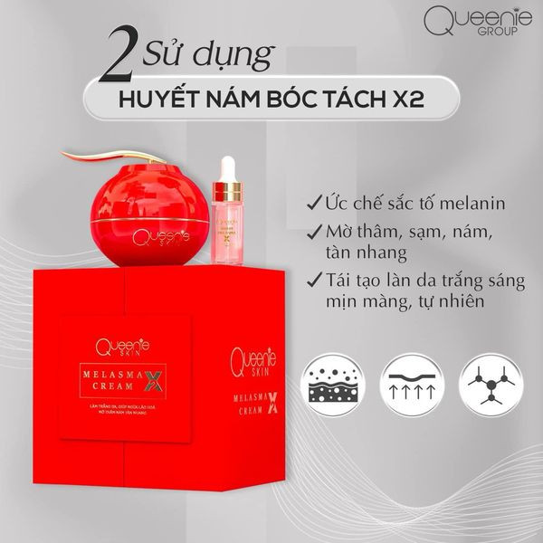 Bộ sản phẩm đặc trị nám Queenie Skin với sự kết hợp giữa các sản phẩm