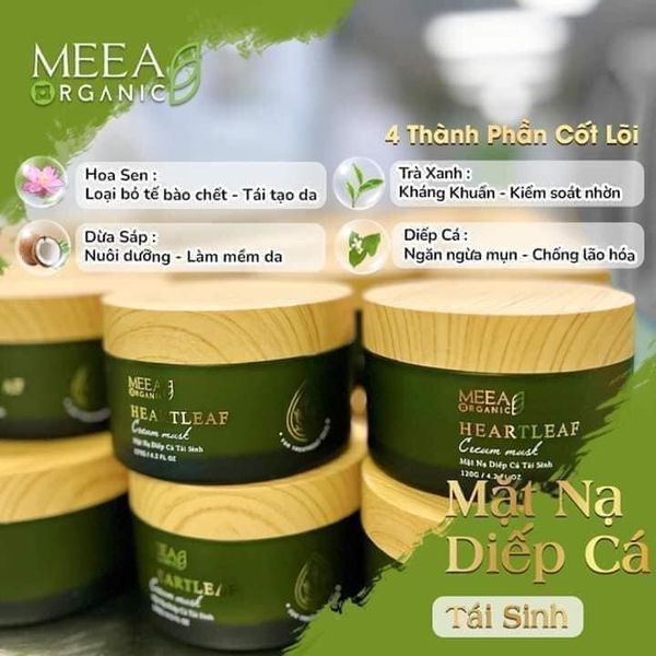 Mặt Nạ Diếp Cá Tái Sinh MeeA Organic nhìn xanh tuơi mát hết cả mắt