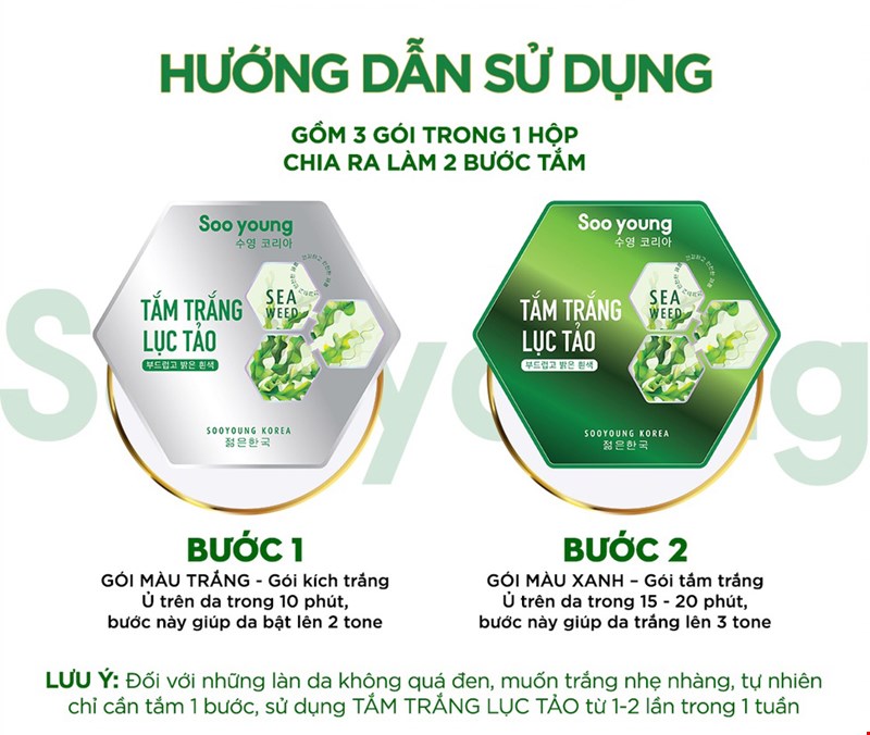 Tắm Trắng Lục Tảo Soo Young giúp kích trắng, truyền trắng