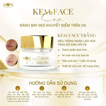 Kem Face SON Trắng Mẫu Mới Nhất Dưỡng Trắng Da