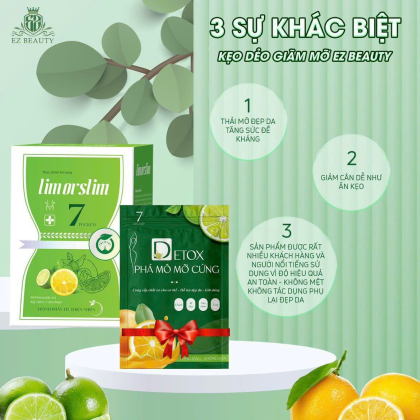 Kẹo Dẻo Hỗ Trợ Giảm Mỡ Lim or Slim EZ Beauty Hộp 7 Viên