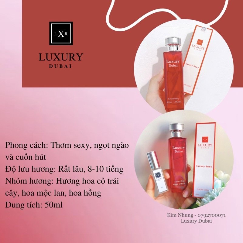 Nước Hoa Luxury Dubai Luxury Sexy Màu Đỏ Mùi Nữ 50ml là dòng nước hoa cao cấp đến từ Dubai