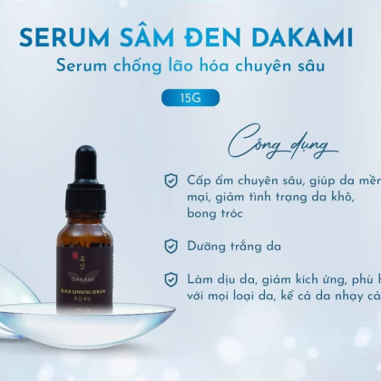 Serum Sâm Đen Dakami Black Ginseng Serum là dòng dưỡng da cao cấp khi chứa thành phần vượt trội