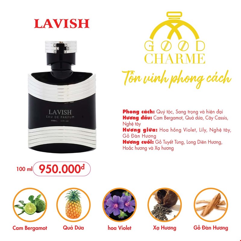 Nước hoa Charme Lavish dành cho nam từ 18 tuổi trở lên mang phong cách quý tộc