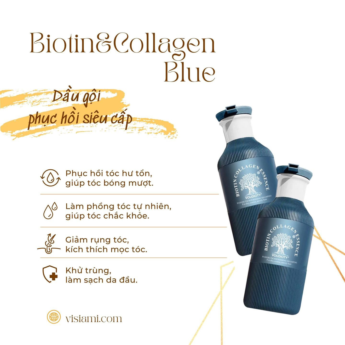 Dầu gội xả biotin và collagen Essence 500ml  Mẫu mới xanh blue