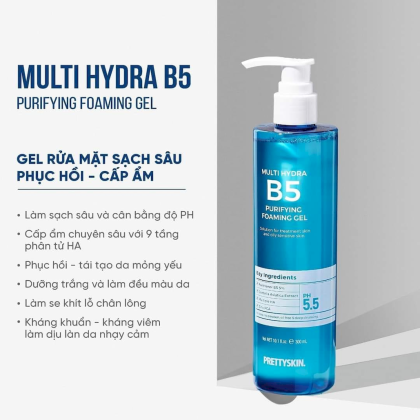 Gel Rửa Mặt PrettySkin Multi Hydra B5 Purifying Foaming Gel