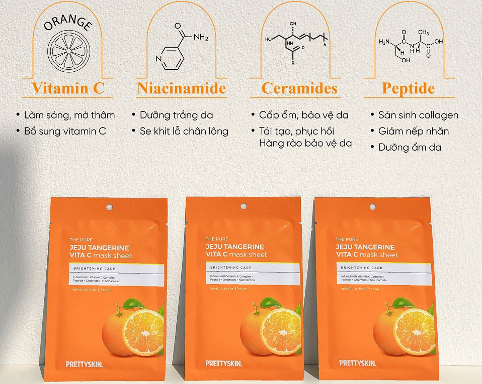 Mặt Nạ Vitamin C Prettyskin Jeju Tangerine