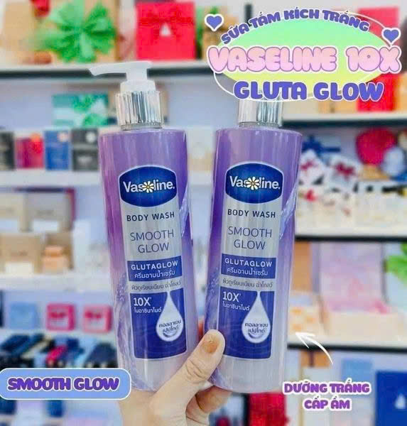 Sữa tắm Vaseline Gluta Glow 10X kích trắng, chống lão hoá nè chị em ơi