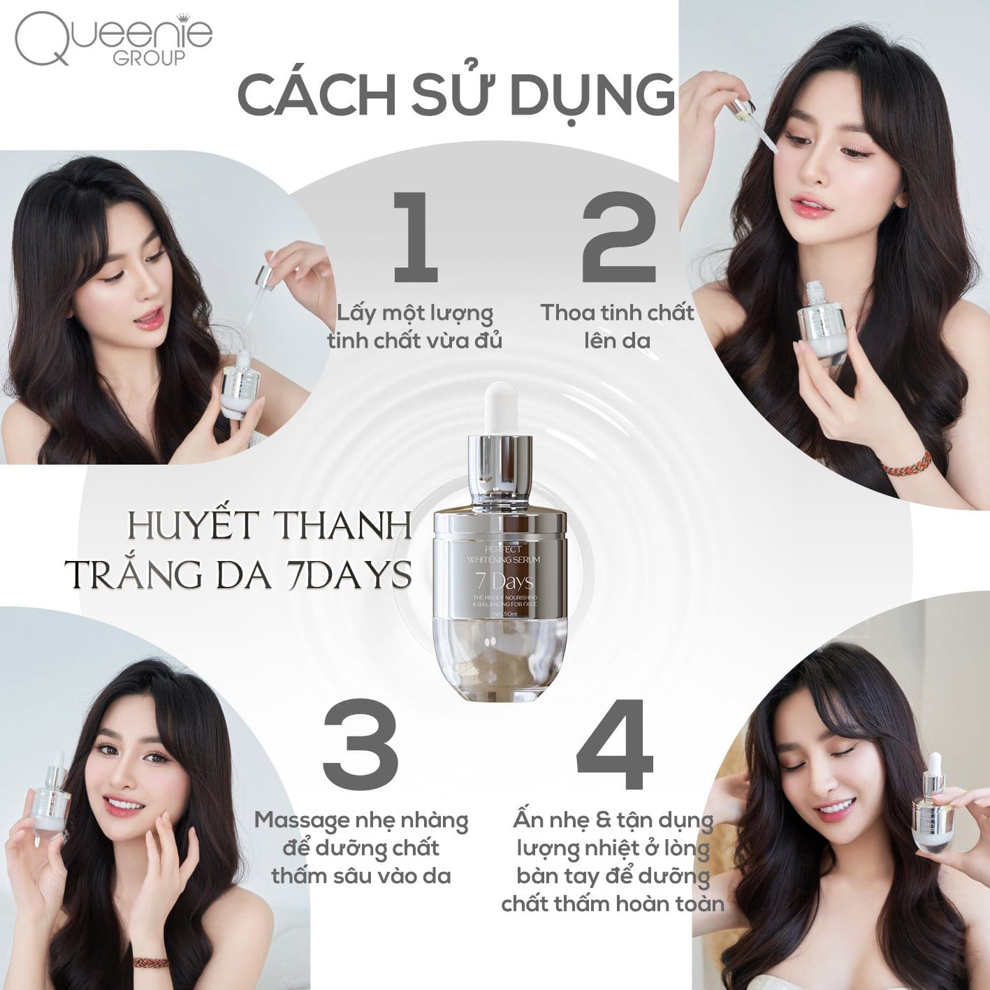 Huyết Thanh 7 Days Perfect Whitening Serum Queenie Skin giúp da sáng khỏe  căng mọng đàn hồi