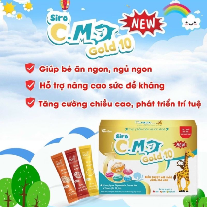 Siro C.M Gold 10 phiên bản cải tiến từ siro cá mập gold x2 là một sản phẩm vàng trong làng trị biếng ăn