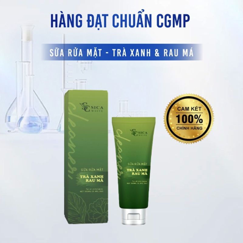 Sữa Rửa Mặt Sica White Trà Xanh Rau Má Hỗ trợ ngăn ngừa mụn ức chế sự tăng trưởng của các loại vi khuẩn