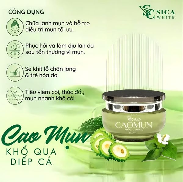 Cao mụn Sica White khổ qua diếp cá 10g dành cho da dầu mụn se khít lỗ chân lông