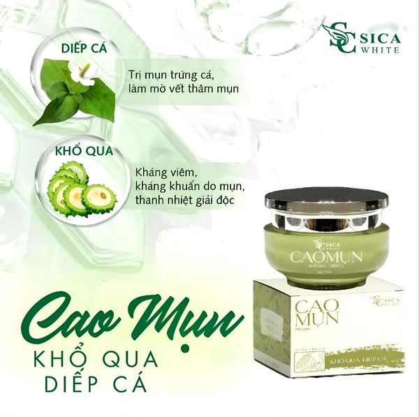 Cao mụn Sica White khổ qua diếp cá 10g dành cho da dầu mụn se khít lỗ chân lông