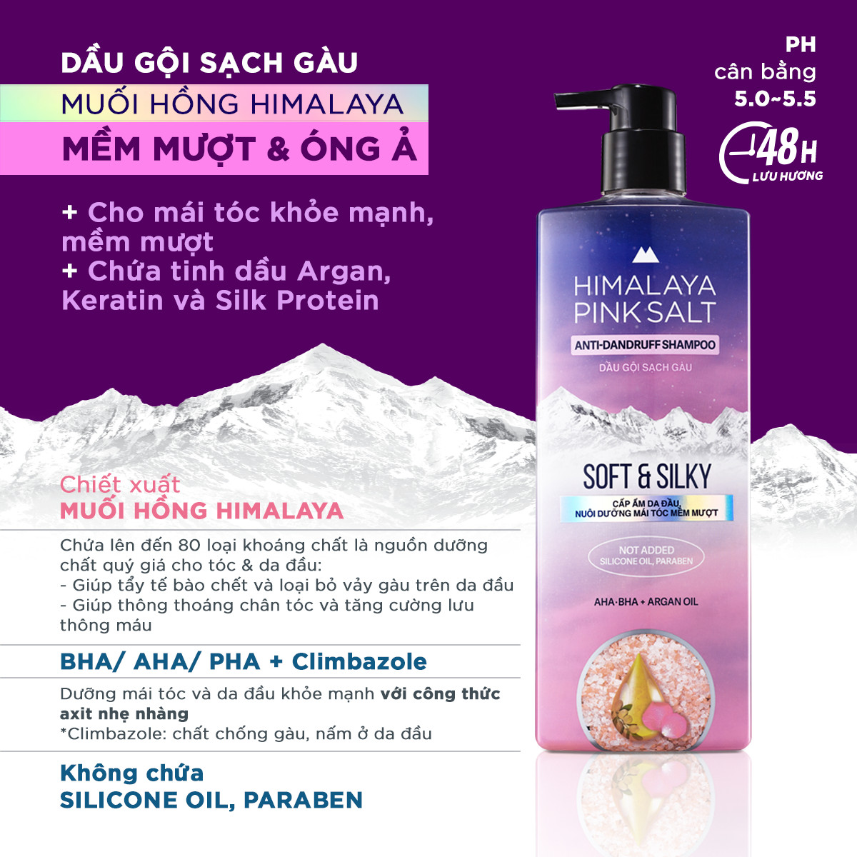 Dầu Gội Sạch Gàu Muối Hồng Himalaya Soft & Silky Mềm Mượt Óng Ả