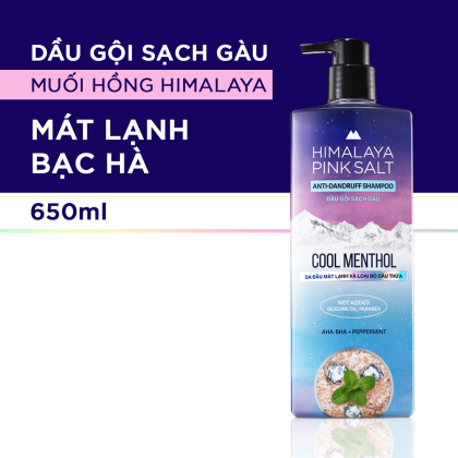 Dầu Gội Sạch Gàu Muối Hồng Himalaya Mát Lạnh Bạc Hà Cool Menthol 650ml